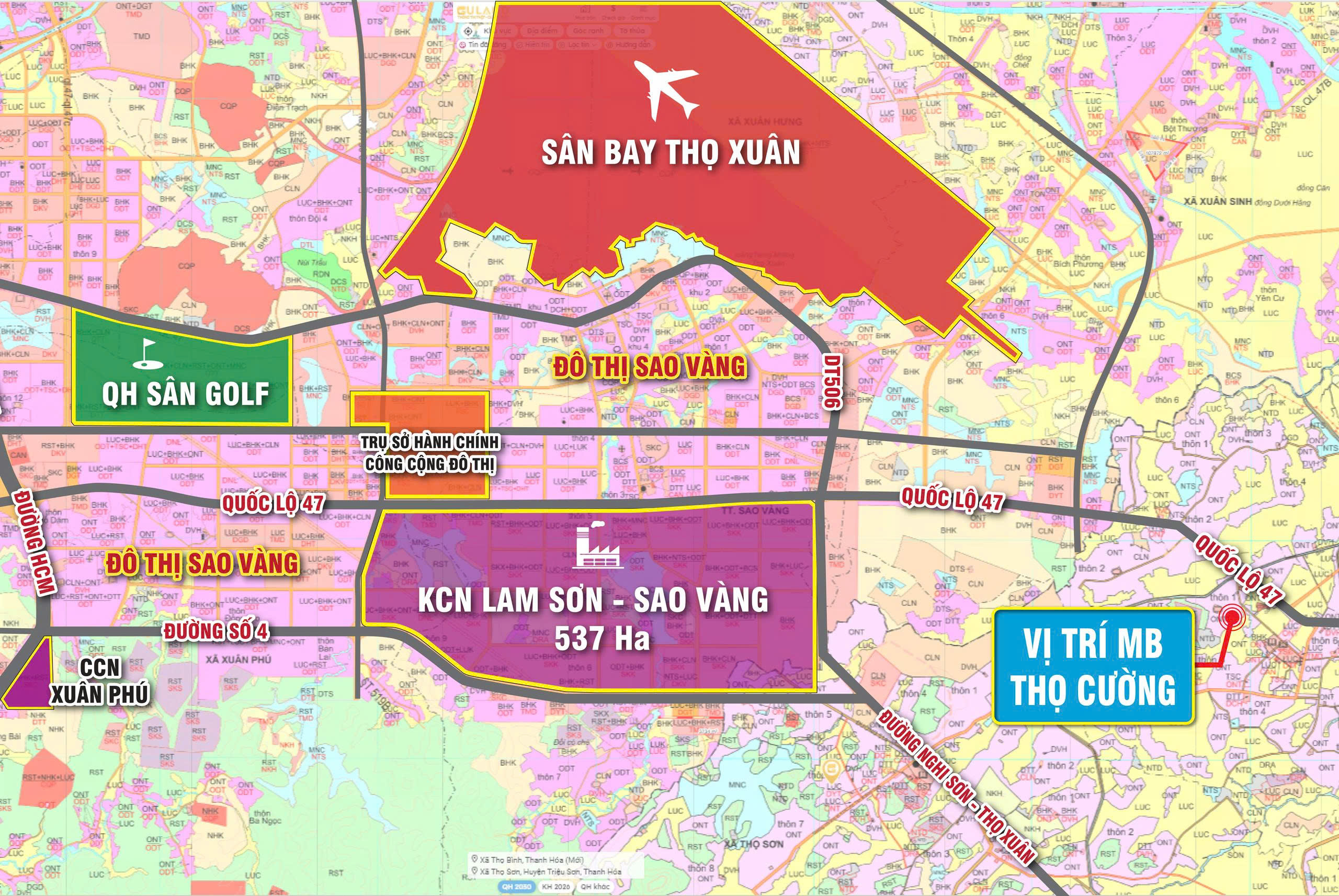 Bản đồ quy hoạch khu vực Thọ Cường — MB Thọ Cường